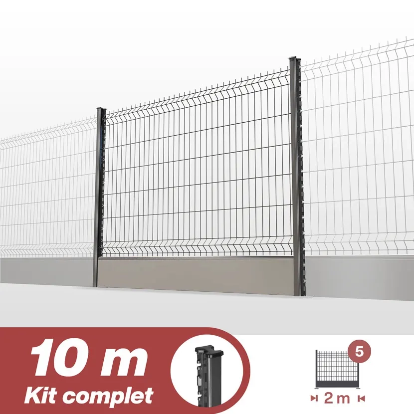 grillage rigide: kit poteaux H soubassement PVC10m