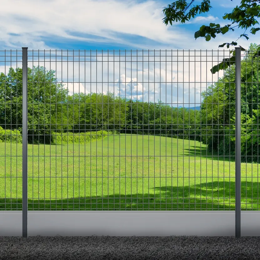 grillage rigide: kit poteaux H soubassement PVC 20m face