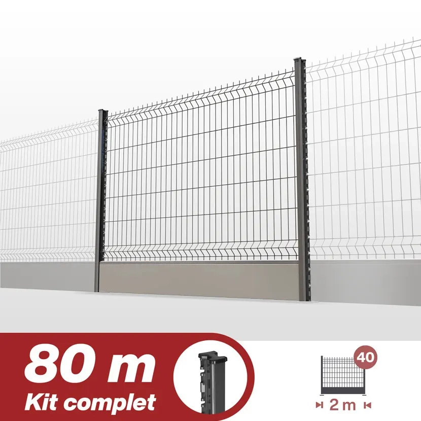 grillage rigide: kit poteaux H soubassement PVC80m