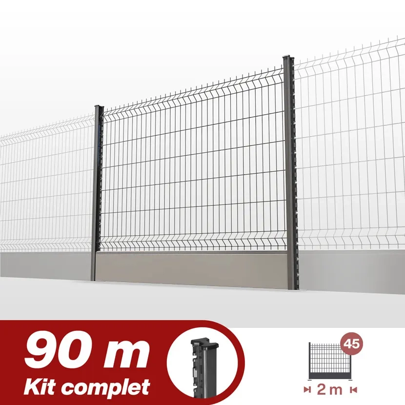 grillage rigide: kit poteaux H soubassement PVC90m