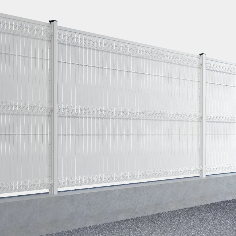 Kit grillage rigide poteau H renforcé avec occultation aluminium (Ø4/5mm) Coloris Blanc