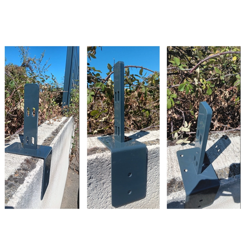 Platine équerre pour poteau H renforcé angles