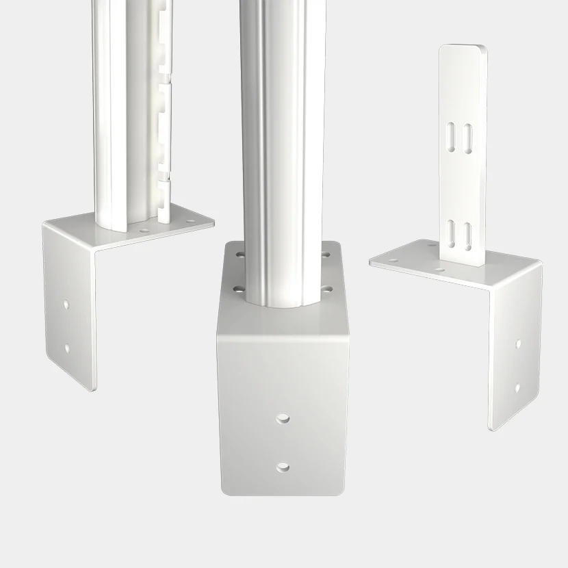 Platine équerre pour poteau H renforcé Gris Anthracite Blanc