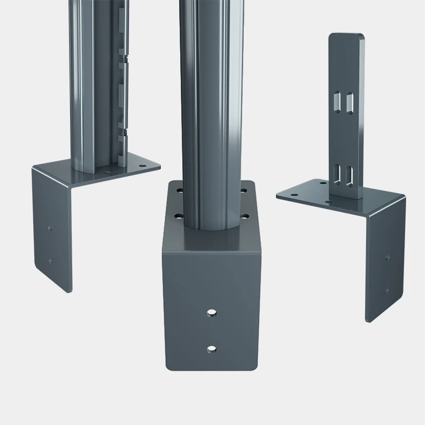 Platine équerre pour poteau H renforcé Gris Anthracite