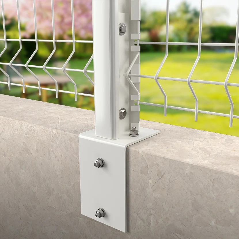 Grillage rigide : Platine équerre pour poteau H Vert