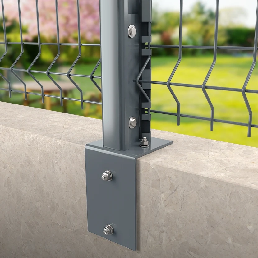 Grillage rigide : Platine équerre pour poteau H gris anthracite