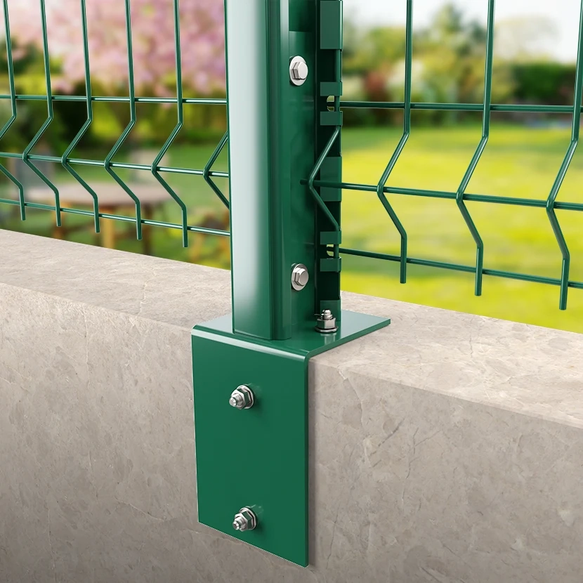 Grillage rigide : Platine équerre pour poteau H Vert