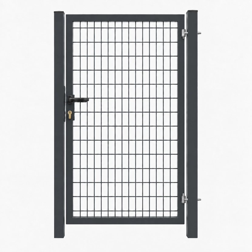 Portillon Grillage gris: vue face