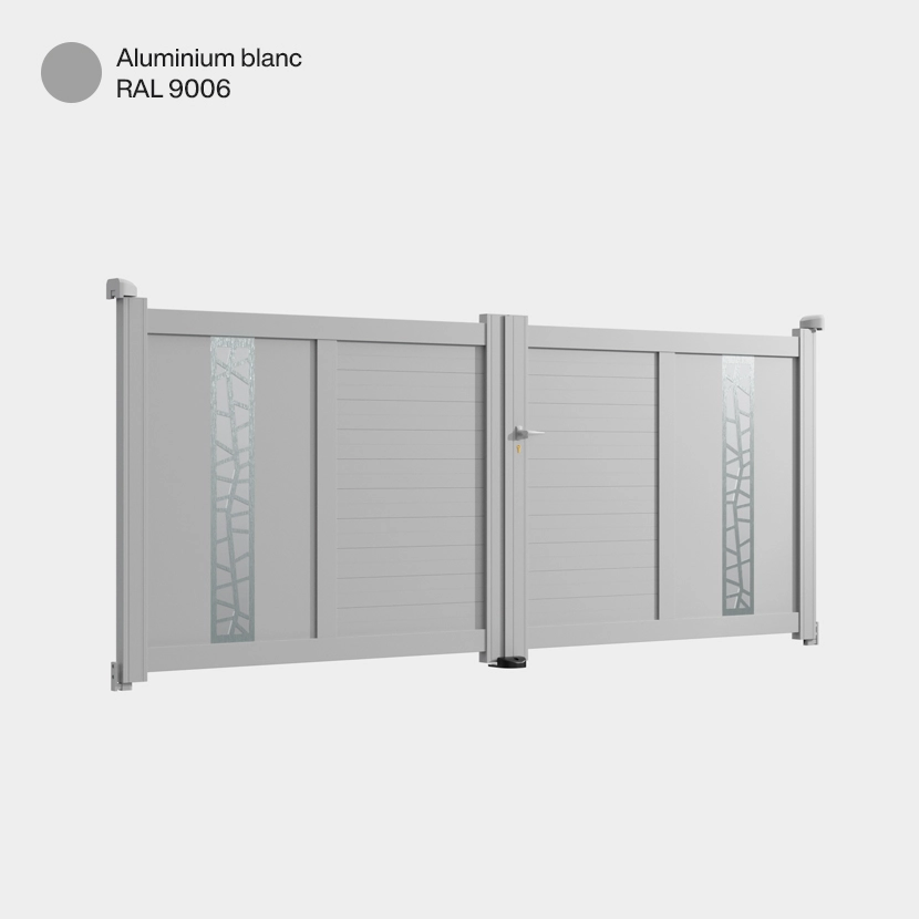 Portail aluminium: Portail double battant Jerez Aluminium Blanc RAL 9006