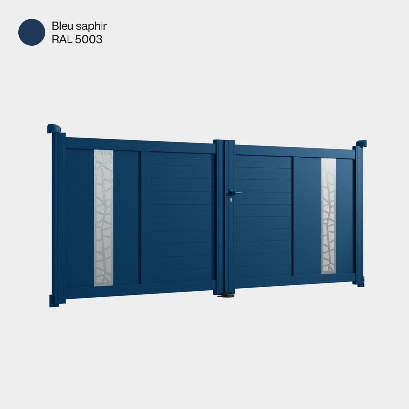 Portail aluminium: Portail double battant Jerez Bleu saphir RAL 5003