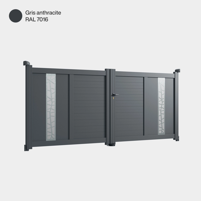 Portail aluminium: Portail double battant Jerez Gris Anthracite RAL 7016