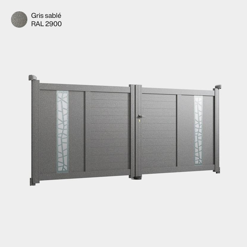 Portail aluminium: Portail double battant Jerez Gris sable RAL 2900