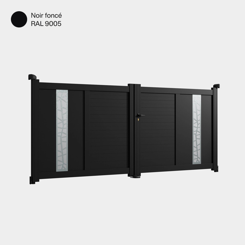 Portail aluminium: Portail double battant Jerez Noir fonce RAL 9005