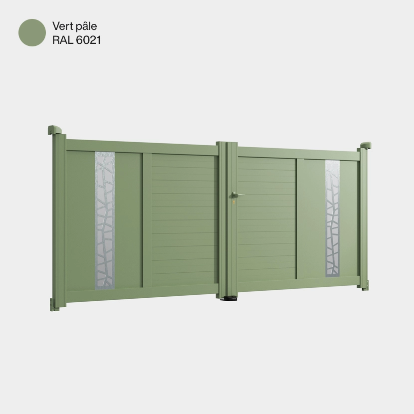 Portail aluminium: Portail double battant Jerez Vert pale RAL 6021