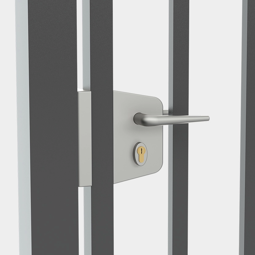 Portail acier: Portail barreaude serrure gris