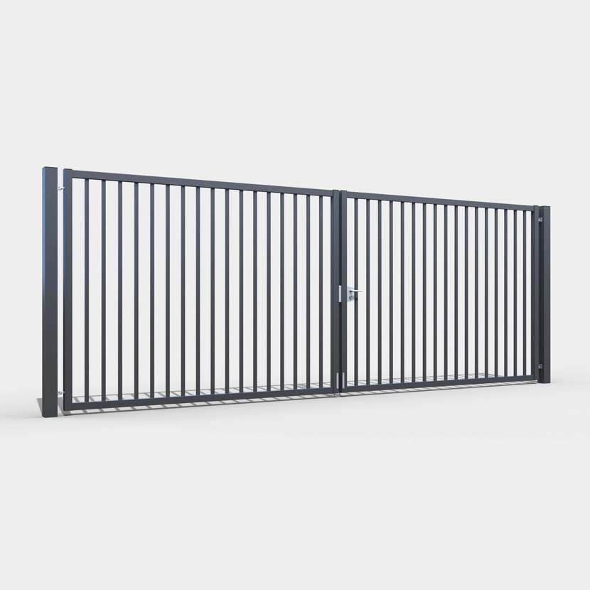 Portail acier: portail barreaude face gris anthracite RAL 7016