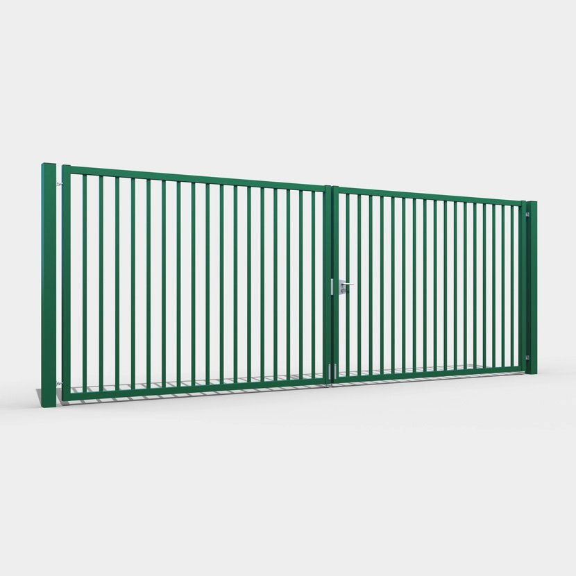 Portail acier: portail barreaude face vert RAL 6005