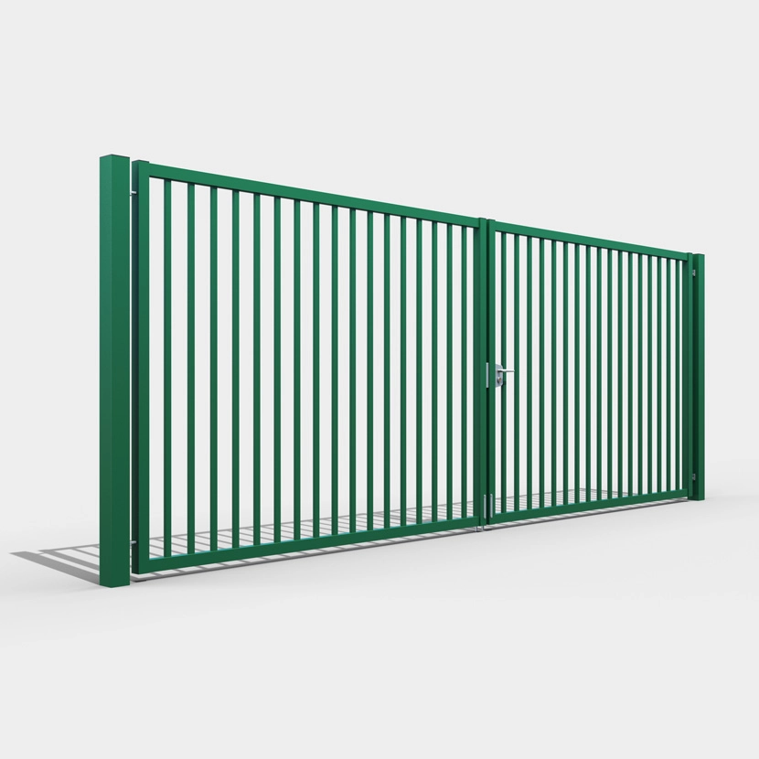 Portail acier: portail barreaude vert RAL 6005