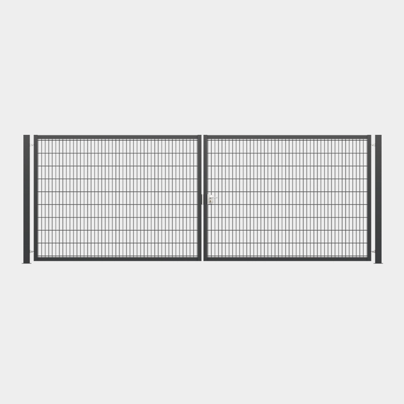 Portail grillage gris: vue face