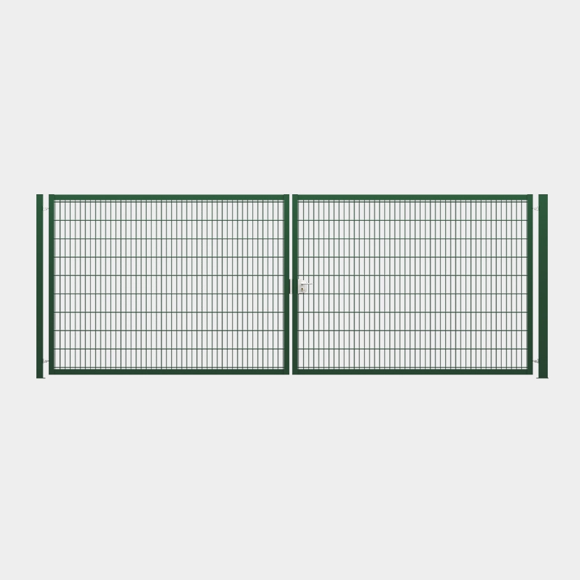 Portail grillage vert: vue face