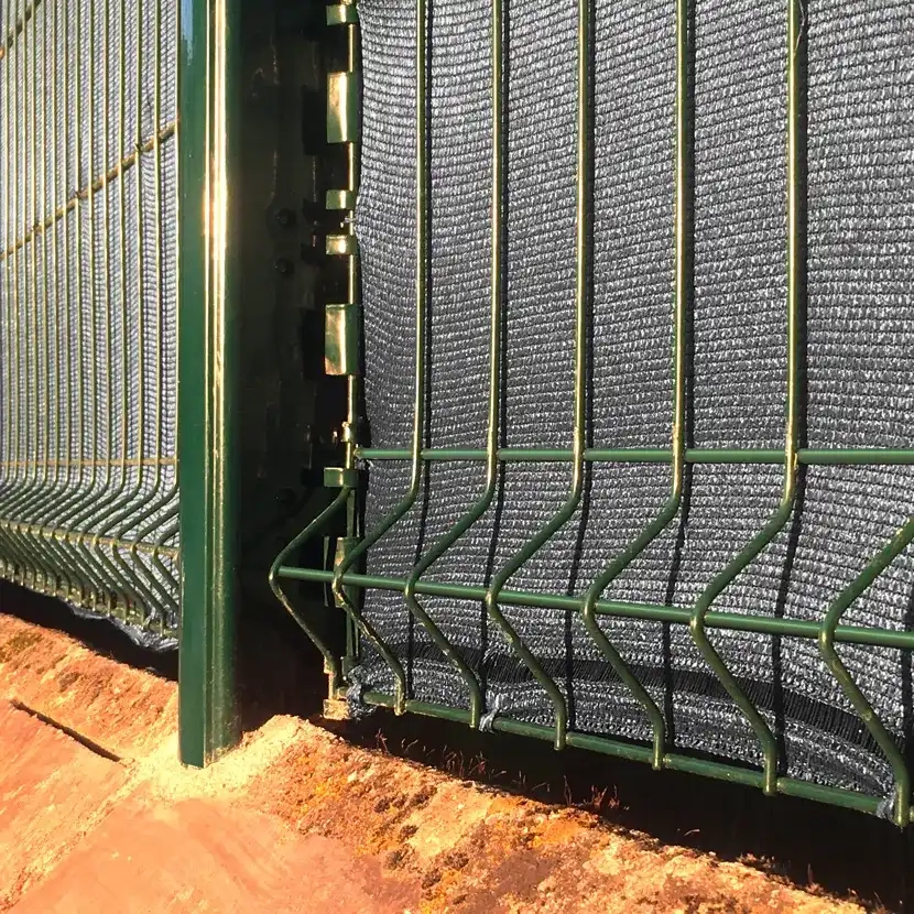 Brise vue Toile double face gris anthracite avec grillage zoom poteau