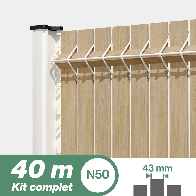 Brise vue: Kit lattes bois N50 40m