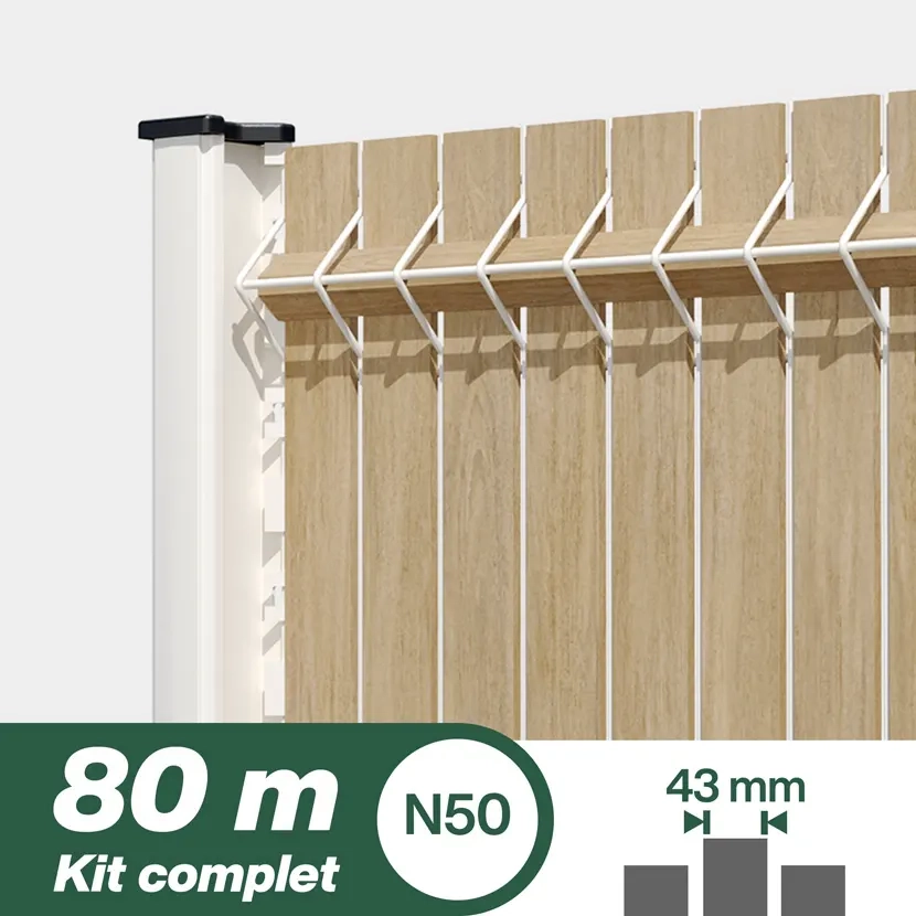 Brise vue: Kit lattes bois N50 80m