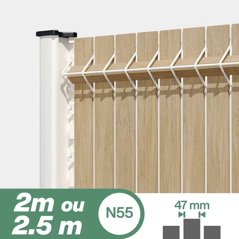 Brise vue: Kit lattes bois N55 2m 2,5m