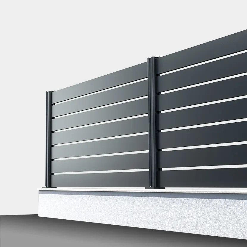 Cloture aluminium ajouree: vue en perspective