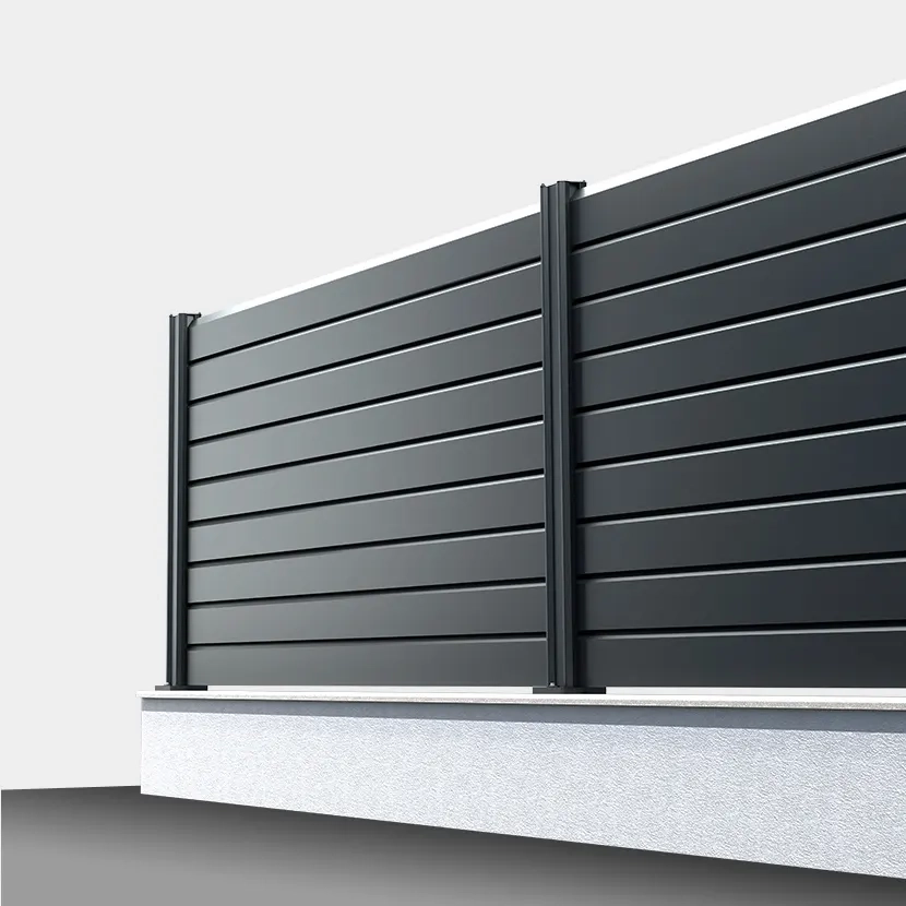 Cloture aluminium persienne: vue en perspective