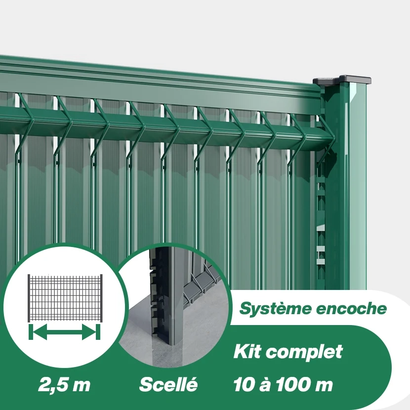 Grillage rigide : Kit de grillage avec occultation PVC pose scellée