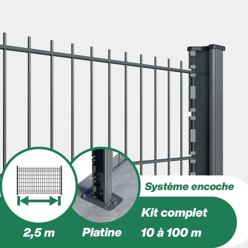 Grillage rigide : Kit grillage rigide double fil - pose sur platine