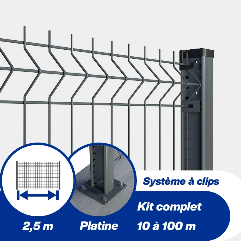 Kit grillage rigide poteaux EKLIPS sur platines (Ø4/5mm)
