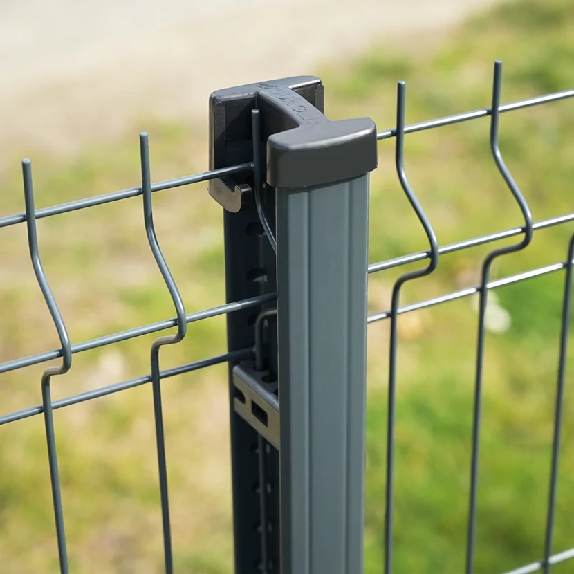 Kit grillage rigide poteaux EKLIPS à sceller (Ø4/5mm)  vue de dessus poteau gris anthracite