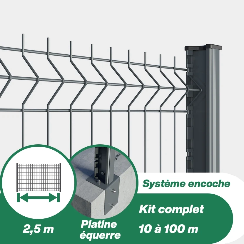 Kit grillage rigide poteaux H sur platines équerres
