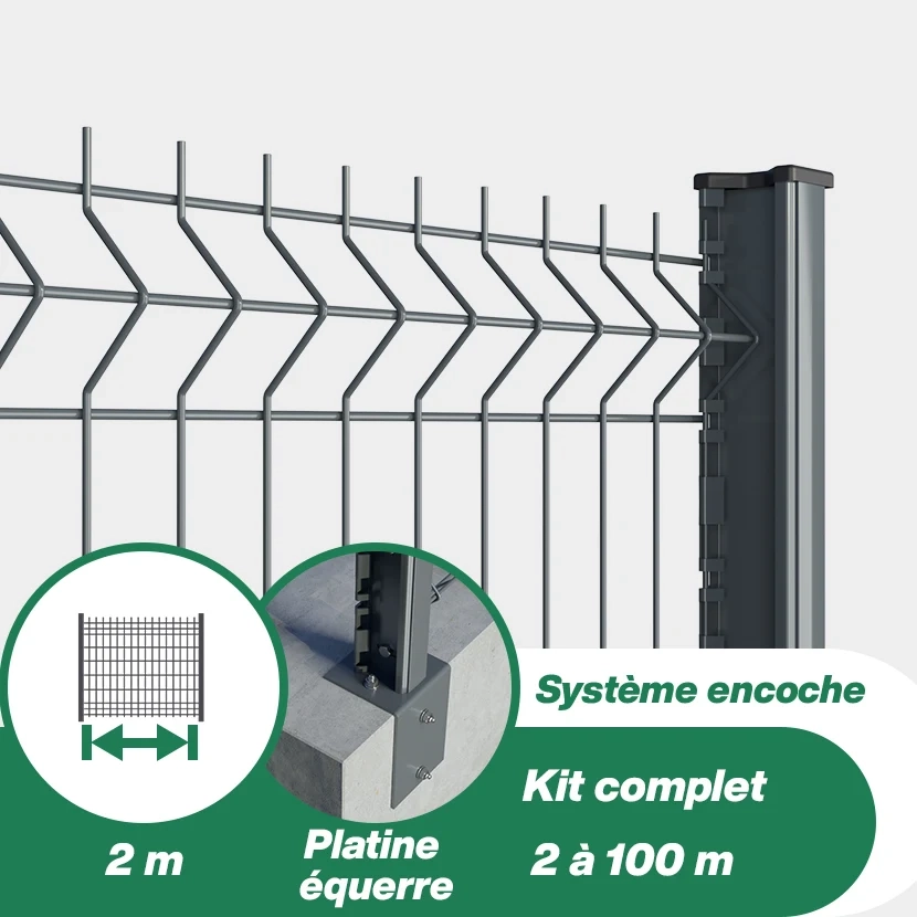 Kit grillage rigide poteaux H sur platines équerres