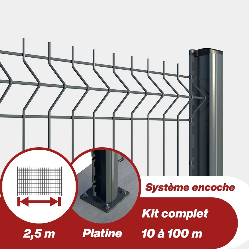 Kit grillage rigide Poteaux H renforcés sur platines