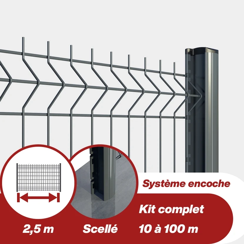 Kit grillage rigide Poteaux H renforcés à sceller