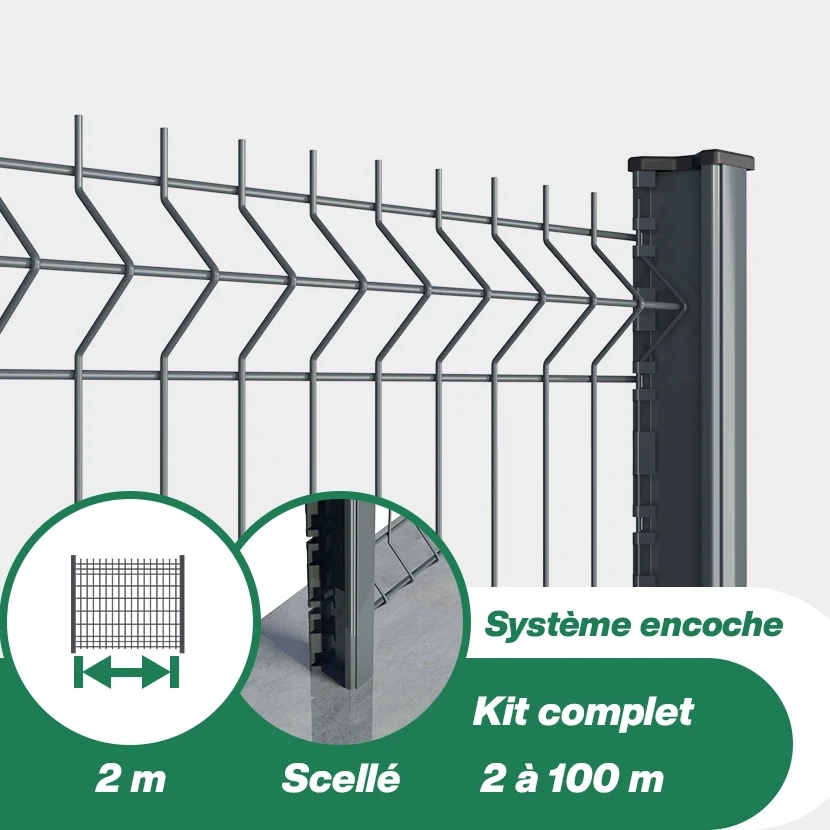 Grillage rigide : Kit de grillage rigide Poteau H - pose scellée