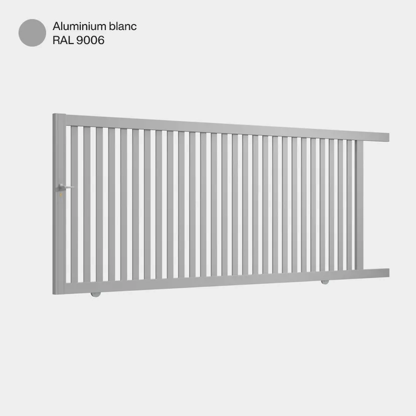 Portail aluminium: Portail coulissant Adana Aluminium Blanc RAL 9006
