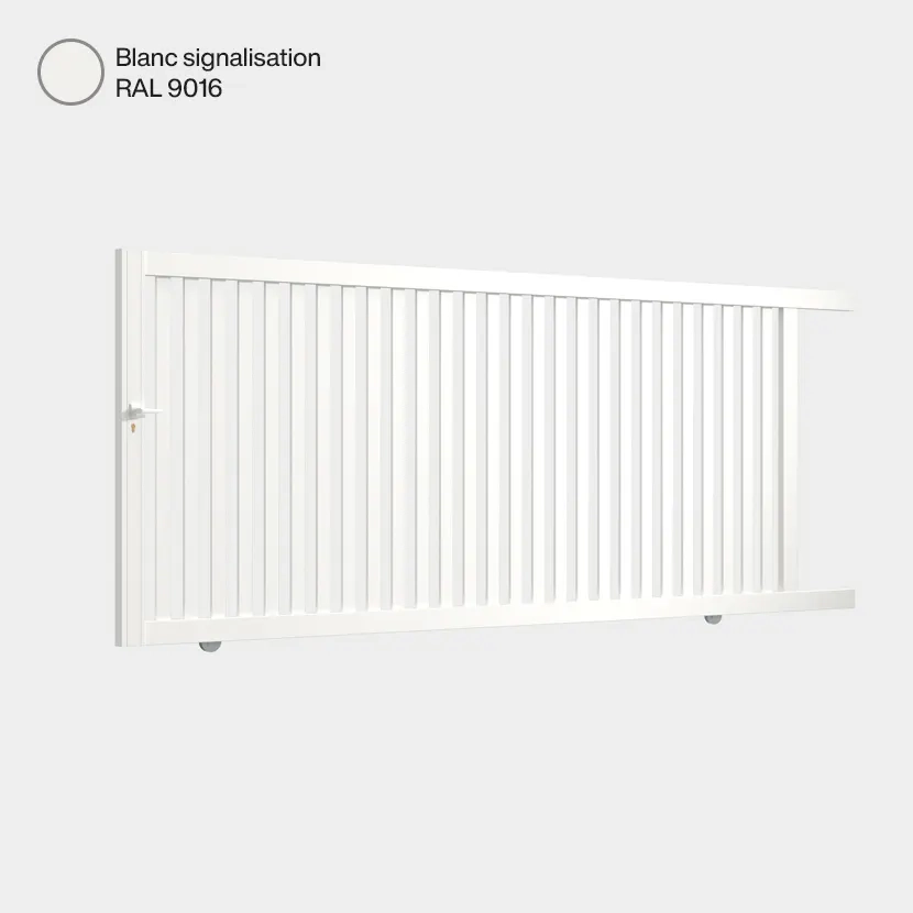 Portail aluminium: Portail coulissant Adana Blanc signalisation RAL 9016