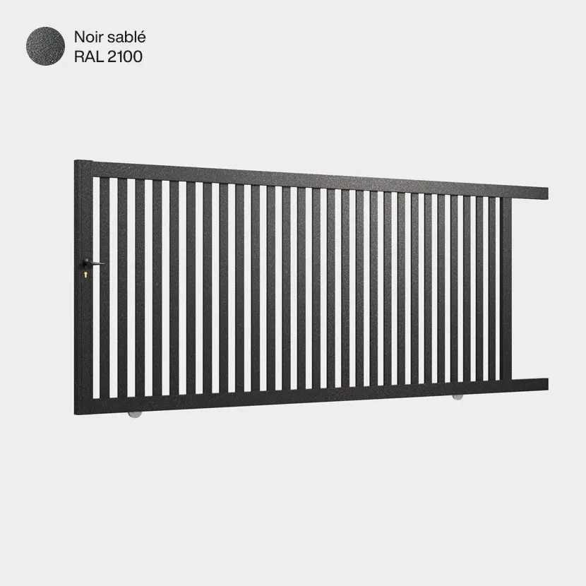 Portail aluminium: Portail coulissant Adana Noir sable RAL 2100