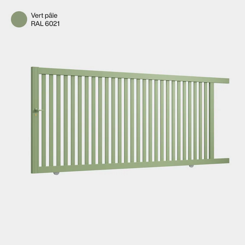 Portail aluminium: Portail coulissant Adana Vert pale RAL 6021