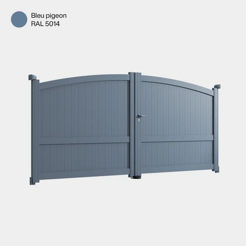 Portail aluminium: Portail double battant Adelaide Bleu pigeon RAL 5014