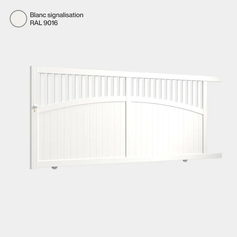 Portail aluminium: Portail coulissant Akaba Blanc signalisation RAL 9016