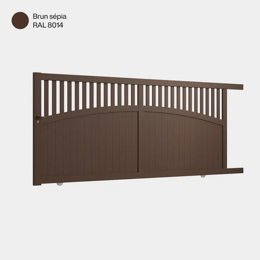 Portail aluminium: Portail coulissant Akaba Brun sepia RAL 8014