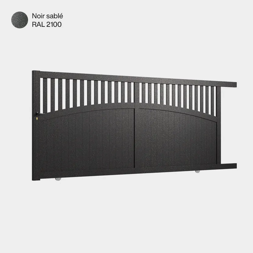 Portail aluminium: Portail coulissant Akaba Noir sable RAL 2100