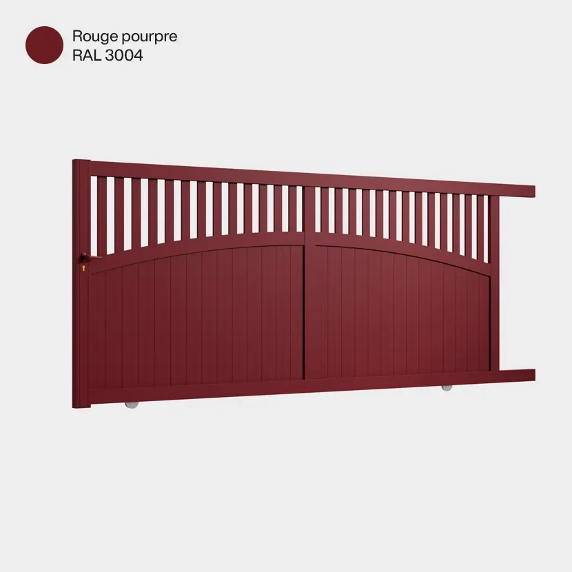 Portail aluminium: Portail coulissant Akaba Rouge Pourpre RAL 3004