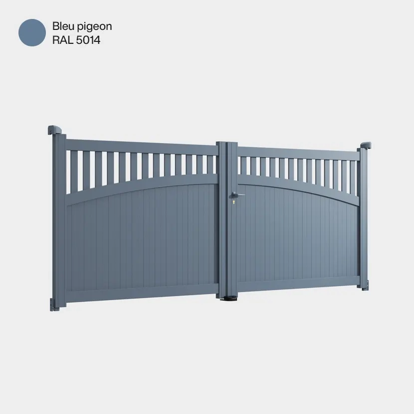 Portail aluminium: Portail double battant Akaba Bleu pigeon RAL 5014