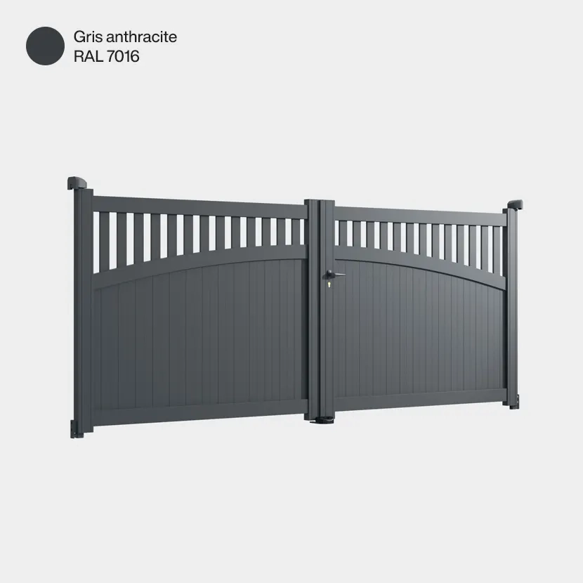 Portail aluminium: Portail double battant Akaba Gris Anthracite RAL 7016